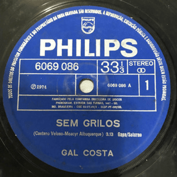 Album cover art for "Sem Grilos" by Gal Costa