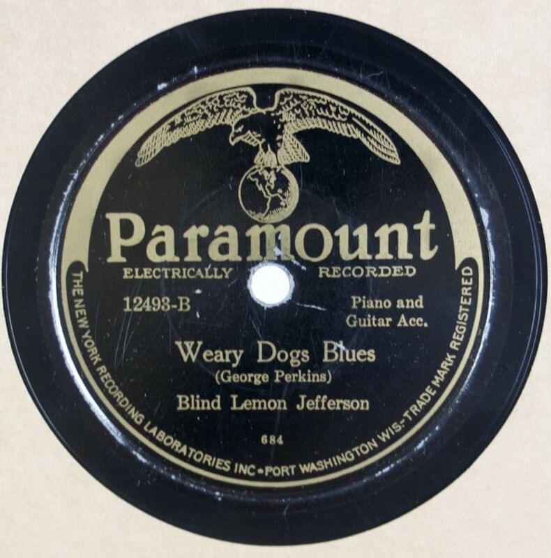 Album cover art for "Weary Dogs Blues" by Blind Lemon Jefferson