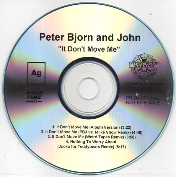 Album cover art for "It Don’t Move Me" by Peter Bjorn and John