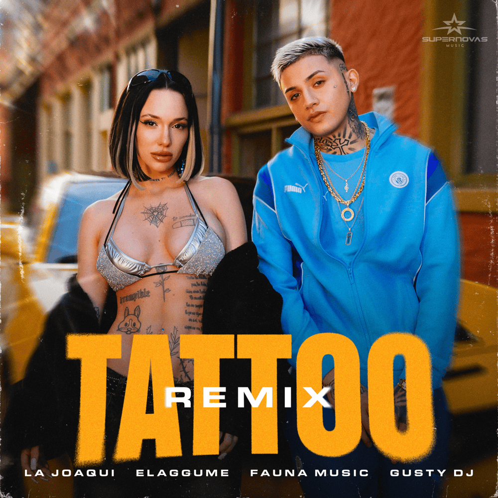 Album cover art for "TATTOO REMIX" by La Joaqui & Gusty dj