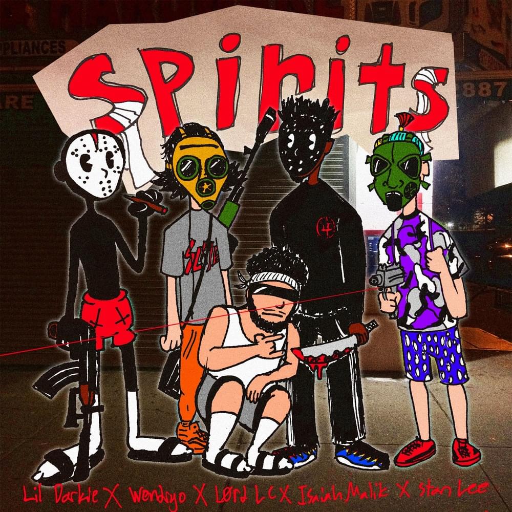 Album cover art for "SPiRiTS" by Lil Darkie & AM. (Isaiah Malik Hill) & STAN LE & LØRD LC & Wendigo