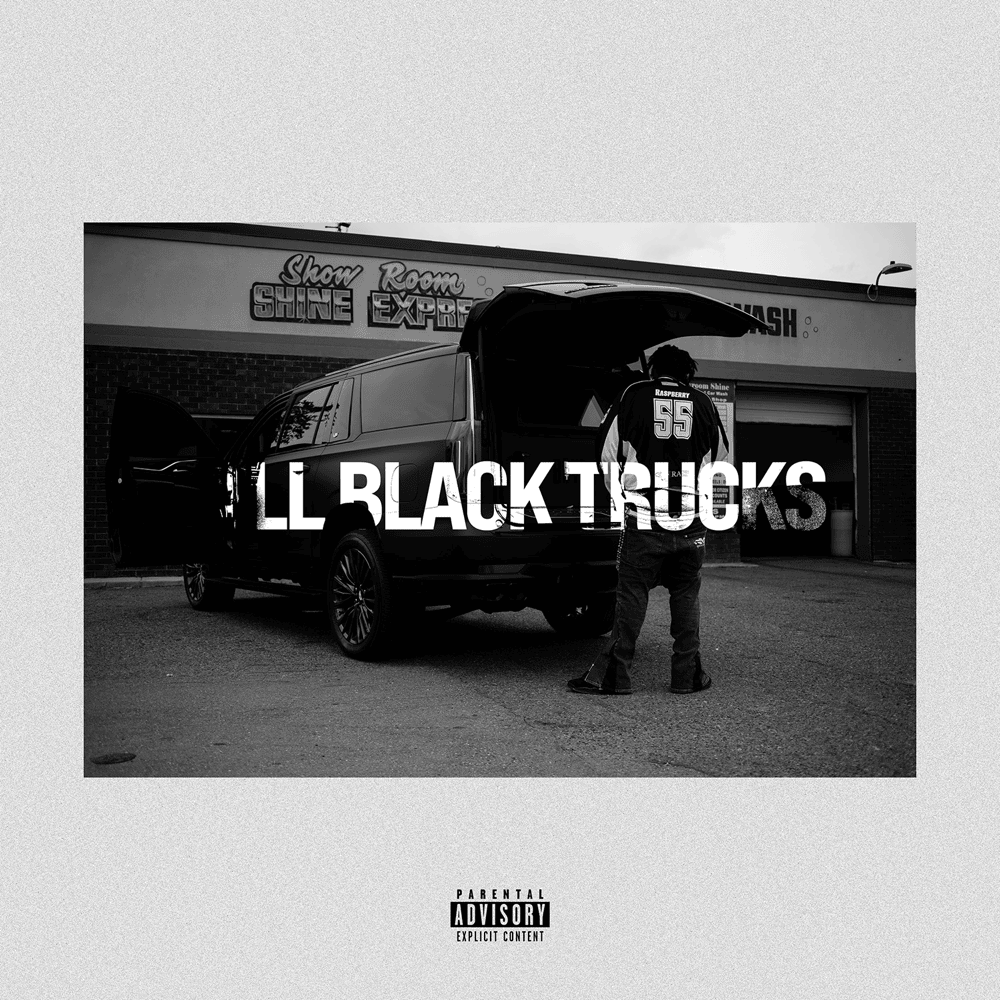 Album cover art for "All Black Trucks" by Peezy