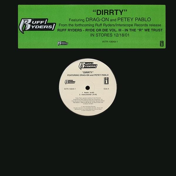 Album cover art for "Dirrty" by Ruff Ryders & Petey Pablo
