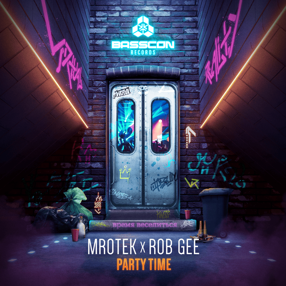 Album cover art for "Party Time" by Mrotek & Rob Gee