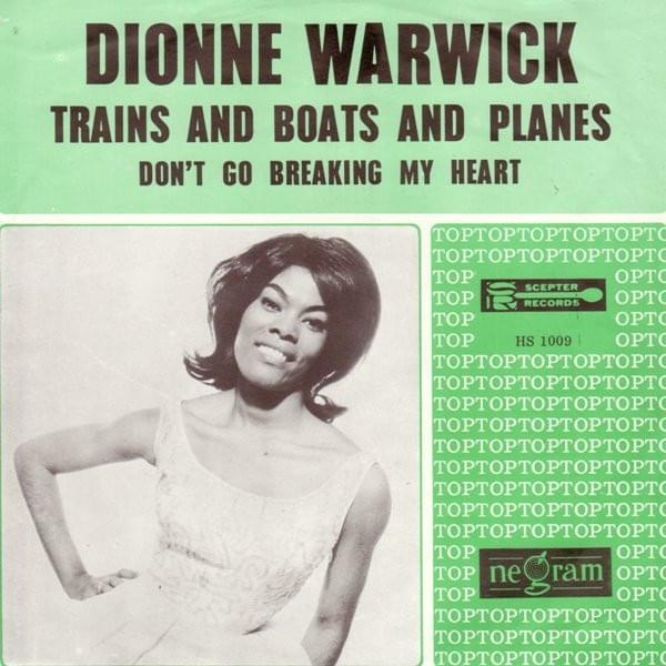 Album cover art for "Trains and Boats and Planes" by Dionne Warwick