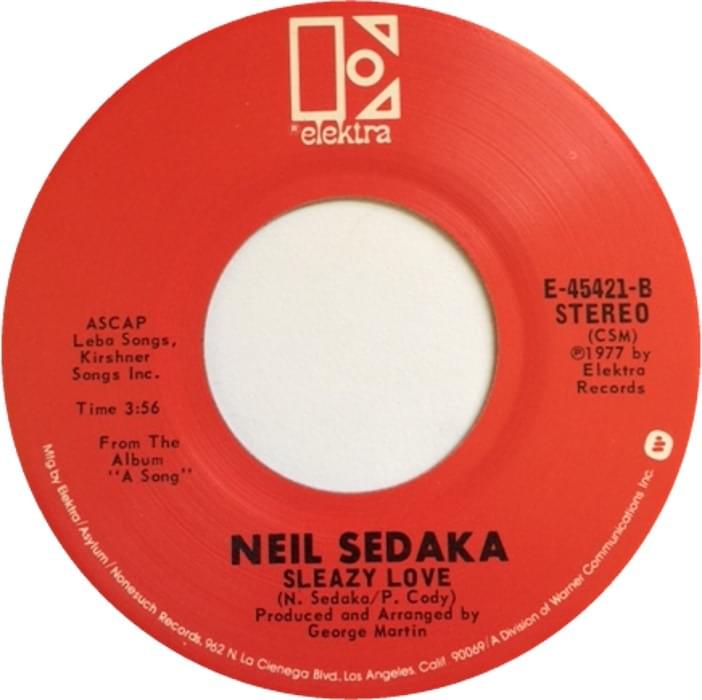 Album cover art for "Sleazy Love" by Neil Sedaka