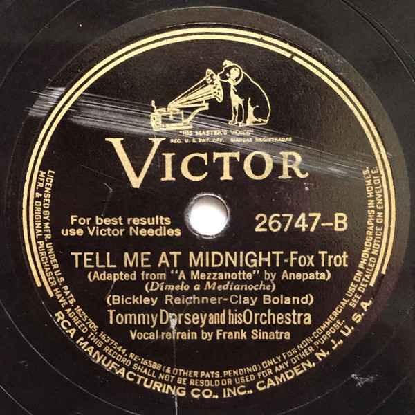 Album cover art for "Tell Me At Midnight" by Frank Sinatra & Tommy Dorsey and His Orchestra