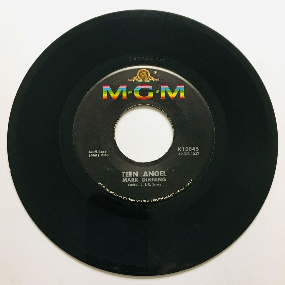 Album cover art for "Teen Angel" by Mark Dinning